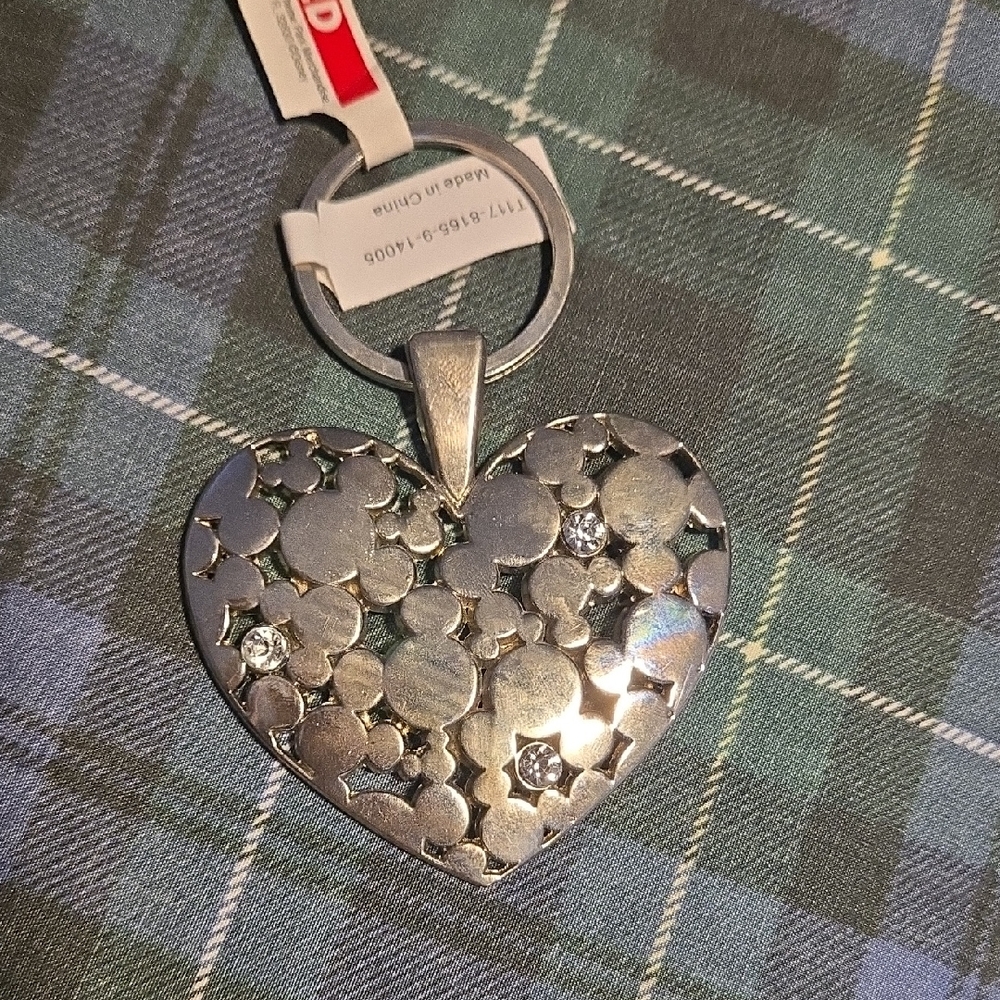 Disney Silver Heart Keychain with Circle Design